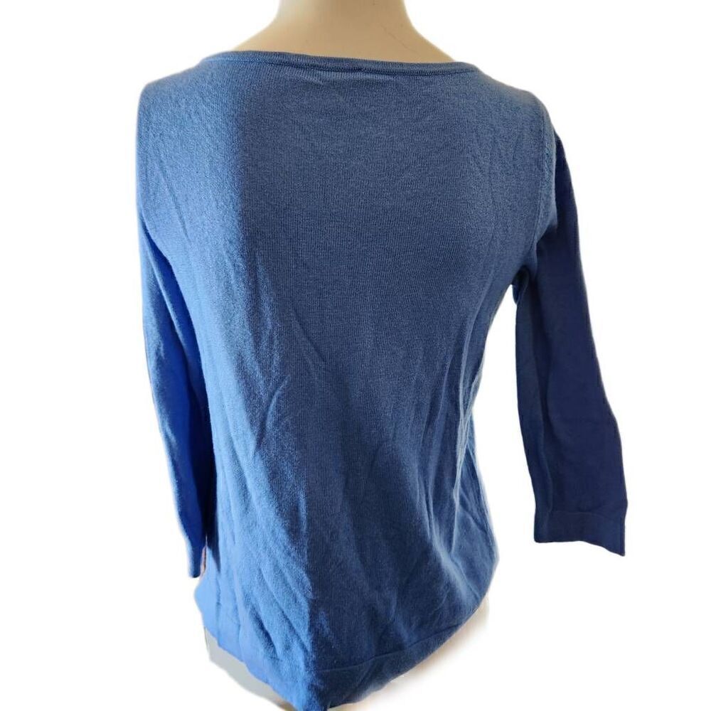 Talbots Women's small cashmere blend royal blue soft 3/4 sleeve sweater - Picture 2 of 6